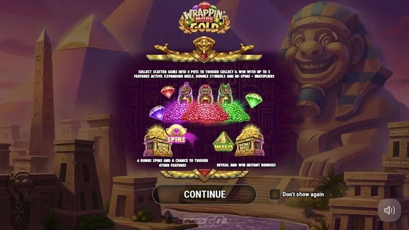 Wrappin' More Gold - meniul principal cu o mumie și piramide